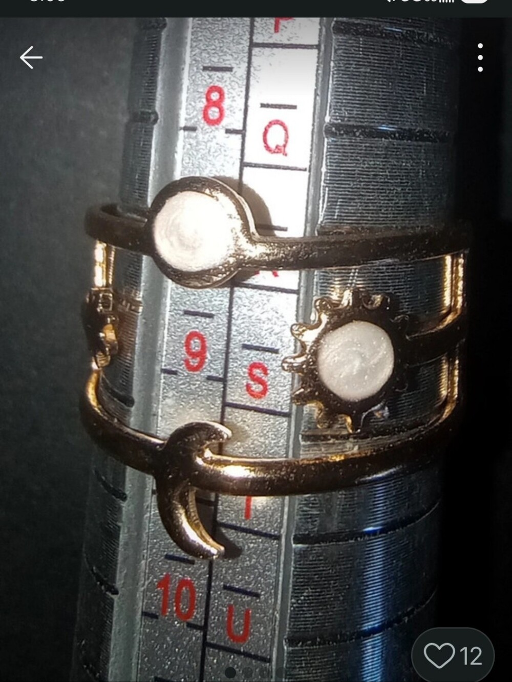 Gold-Tone Celestial Sun, Moon & Star Adjustable Ring - Size 9